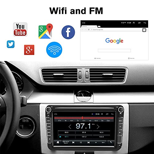 Radio Coche Android para VW, YYKJ Autoradio Bluetooth 8" Pantalla Táctil Estéreo Coche Soporte GPS BT FM USB TF Subwoofer Radio Tactil para Passat Jetta Skoda Polo Golf Touran con Cámara Respaldo