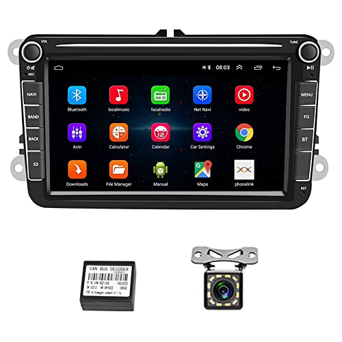 Radio Coche Android para VW, YYKJ Autoradio Bluetooth 8" Pantalla Táctil Estéreo Coche Soporte GPS BT FM USB TF Subwoofer Radio Tactil para Passat Jetta Skoda Polo Golf Touran con Cámara Respaldo