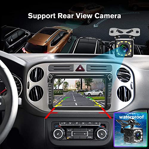 Radio Coche Android para VW, YYKJ Autoradio Bluetooth 8" Pantalla Táctil Estéreo Coche Soporte GPS BT FM USB TF Subwoofer Radio Tactil para Passat Jetta Skoda Polo Golf Touran con Cámara Respaldo