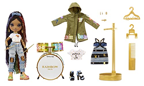 RAINBOW HIGH Rockstar Vanessa Tempo Moda Set de Juego con 2 Conjuntos Mix&Match, Instrumentos Musicales y Accesorios para muñecas. Edad: 6 a 12 años, Color (423324-INT)