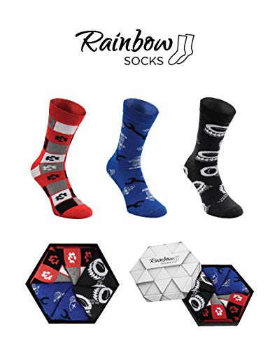 Rainbow Socks - Mujer Hombre Calcetines Mechanico Regalo - 3 Pares - Talla 41-46