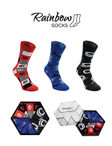 Rainbow Socks - Mujer Hombre Calcetines Mechanico Regalo - 3 Pares - Talla 41-46