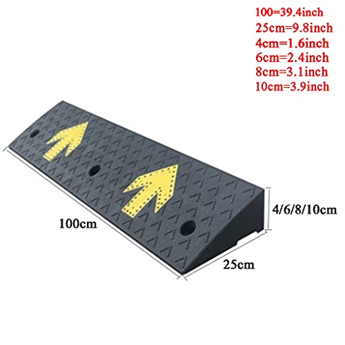 Rampa de Goma para Acera de 100cm Capacidad de Carga 5000KG Rampa de Acera Antideslizante Rampa de Entrada Con Diseño de Flecha Amarilla Llamativa para Carretera Carretilla Elevadora Camión Auto