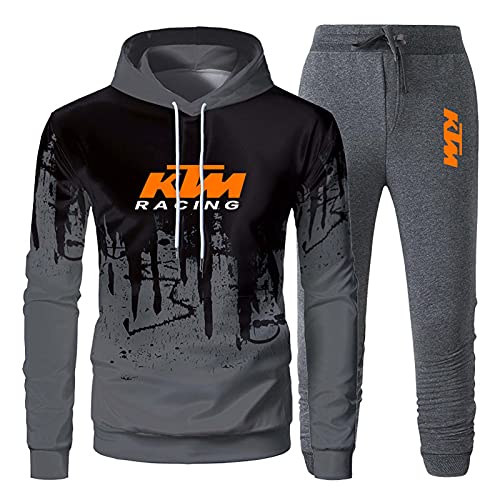 RANanrg9 Chándal para Hombres Jogging Fit K.TM Sudadera con Capucha Suéter de Chaqueta + Pantalones Suéter con Capucha Vestidos de Baloncesto Otoño Invierno 2 Piezas Conjuntos,C,XXL