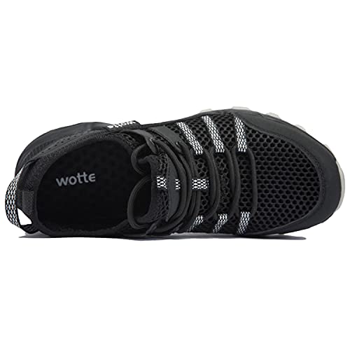 Ranberone Zapatos de Deporte al Aire Libre Antideslizantes para Mujer Zapatos de Agua de Malla Transpirable Zapatos de Senderismo Zapatos para Caminar de Verano Talla 36-44 (Negro, Numeric_37)