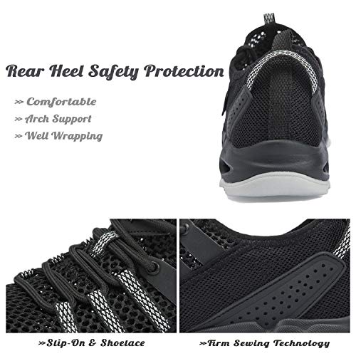 Ranberone Zapatos de Deporte al Aire Libre Antideslizantes para Mujer Zapatos de Agua de Malla Transpirable Zapatos de Senderismo Zapatos para Caminar de Verano Talla 36-44 (Negro, Numeric_37)