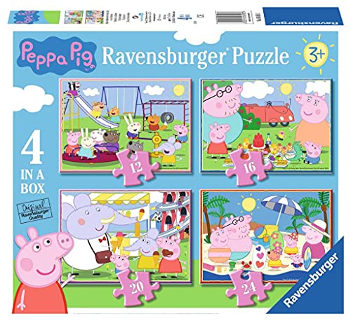 Ravensburger 069583 Puzzle Peppa Pig, 4 Puzzle de 12, 16, 20, 24 Piezas, Rompecabezas para Niños y Niñas, Edad Recomandada 3+