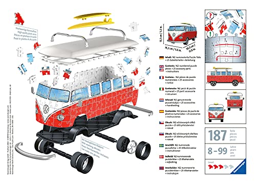 Ravensburger- Volkswagen puzzle, Color blanco/rojo (Ravesnburger 12516)