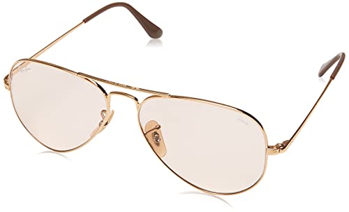 Ray-Ban Aviator Metal II Lentes Oscuros, Dorado/Rosa Claro Fotocromático, 58/14/140 Unisex Adulto