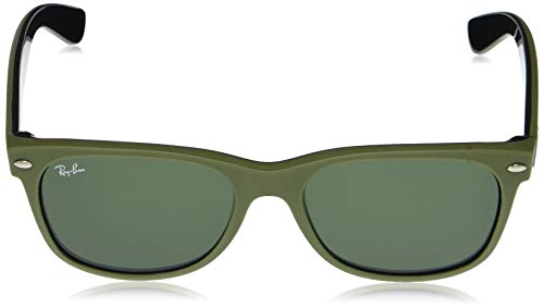 Ray-Ban New Wayfarer Gafas, Top Rubber Military Green On B (646531), 55 Unisex Adulto