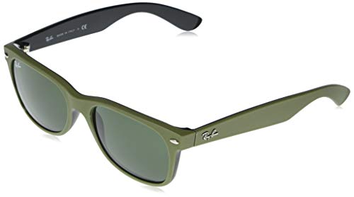 Ray-Ban New Wayfarer Gafas, Top Rubber Military Green On B (646531), 55 Unisex Adulto