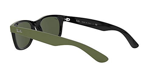 Ray-Ban New Wayfarer Gafas, Top Rubber Military Green On B (646531), 55 Unisex Adulto