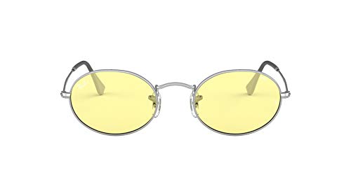 Ray-Ban Oval Lentes Oscuros, Plateado/Amarillo Claro Fotocromático, 51 Unisex Adulto