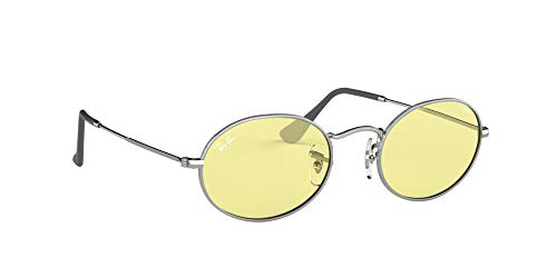 Ray-Ban Oval Lentes Oscuros, Plateado/Amarillo Claro Fotocromático, 51 Unisex Adulto