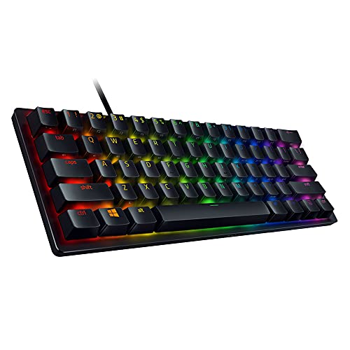 Razer Huntsman Mini Red Switch Teclado compacto para juegos compacto al 60% con interruptores opto-mecánicos lineales, teclas PBT, cable USB-C desmontable, US Layout, Negro