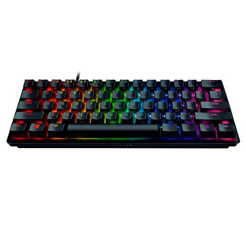 Razer Huntsman Mini Red Switch Teclado compacto para juegos compacto al 60% con interruptores opto-mecánicos lineales, teclas PBT, cable USB-C desmontable, US Layout, Negro