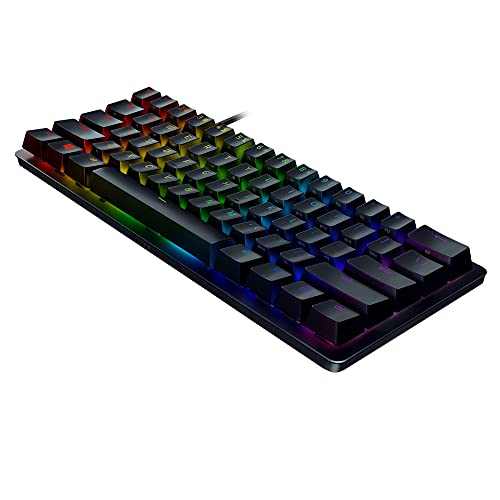 Razer Huntsman Mini Red Switch Teclado compacto para juegos compacto al 60% con interruptores opto-mecánicos lineales, teclas PBT, cable USB-C desmontable, US Layout, Negro