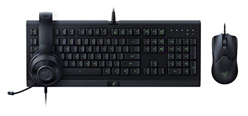 Razer Power Up Bundle - Juego de juegos con teclado Razer Cynosa Lite (Qwertz DE-Layout), un ratón Razer Viper y un casco Razer Kraken X Lite, negro