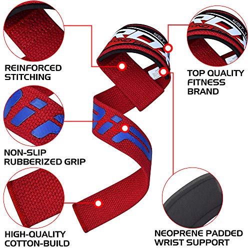 RDX Correas Levantamiento de Pesas, 5MM Neopreno Soporte de Muñeca Acolchado, Powerlifting Gel Straps Muñequeras Agarres, Fitness Peso Culturismo Gimnasio Deportivas Gym Agarraderas, Hombres Mujeres