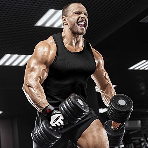 RDX Guantes Gimnasio Cuero con Muñequera Fitness Musculacion Culturismo Gym Levantamiento Pesas Entrenamiento Halterofilia Powerlifting Antideslizante Workout Weightlifting Gloves