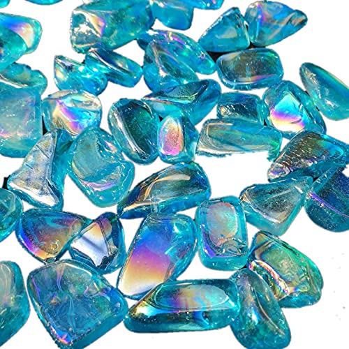 REAPP Piedras Decorativas Wholesale Arco Iris Aura Cuarzo Cultivo Coloreado Piedras censuradas Titanio Recubierto Cubierto Chips Cuarzo Mithed (Color : Azul, Size : Gratis)