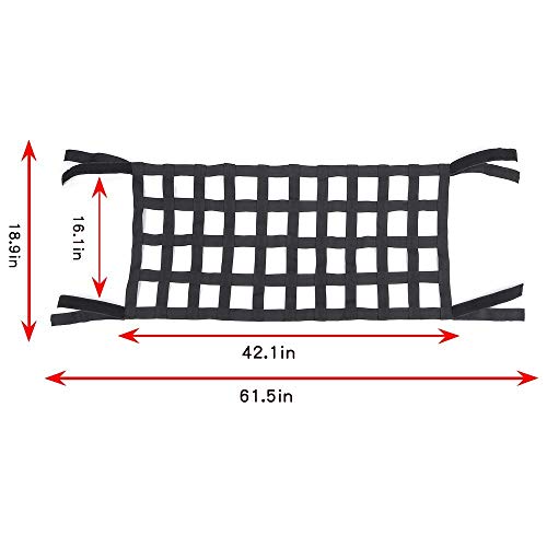 Rear Top Cargo Net for J-eep W-rangler, Car Roof Hammock Car Bed Rest J-eep Wrangler Accessories YJ, TJ, JK,JL YJ 1996-2020 Roof Storage Roll Cage Bar Restraint