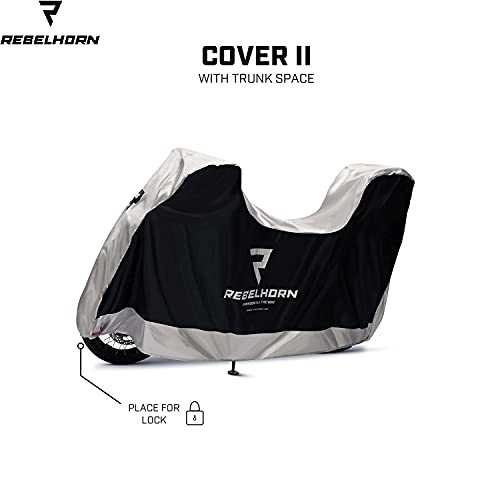 REBELHORN Cubierta Cover II Box para Motocicletas con Caja Superior Poliéster Duradero Dos Orificios para Fijar la Cadena con Forma perfilada, Cierre y Ribetes