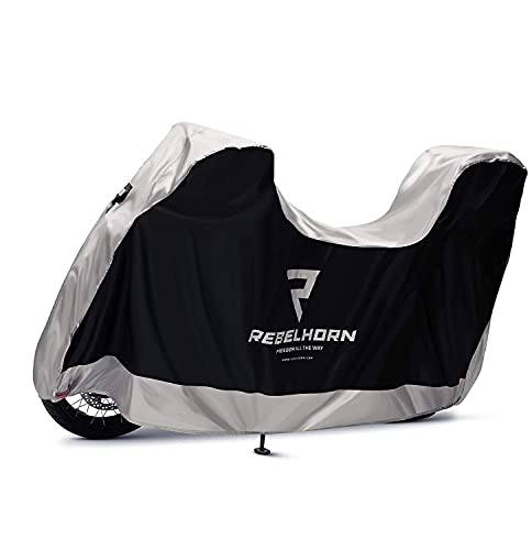 REBELHORN Cubierta Cover II Box para Motocicletas con Caja Superior Poliéster Duradero Dos Orificios para Fijar la Cadena con Forma perfilada, Cierre y Ribetes