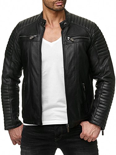 Redbridge Chaqueta de Hombres Cuero Sintético Moda Casual Negro 3XL