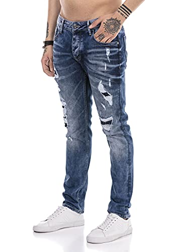 Redbridge Vaqueros para Hombre Jeans Denim Pants Estilo Destroyed Azul W30L34