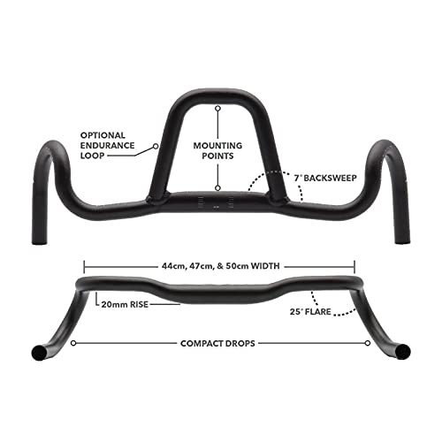 REDSHIFT Fregadero de cocina, manillar para bicicleta de carretera, manillar de grava, aluminio, abrazadera de 31,8 mm, altura de 20 mm, ancho de 53 cm con bucle