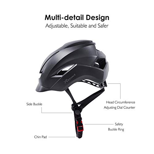 REEHUT Casco Bicicleta Casco Ciclismo con Visera y Forro Desmontable Tamaño Ajustable Especializado para Ciclismo de Montaña Motocicleta Biking Protección de Seguridad Adulto Unisex