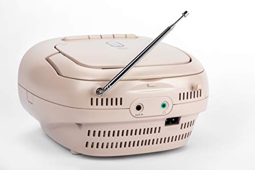 Reflexion Reproductor de CD con Casete y Radio para alimentación y batería (Radio FM PLL, Pantalla LCD, Entrada Auxiliar, conexión para Auriculares), Color Blanco y Rosa