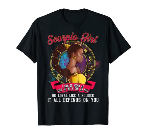 Regalo de cumpleaños de Escorpio Chica Negra Zodiaco Astrología Orgullo Camiseta