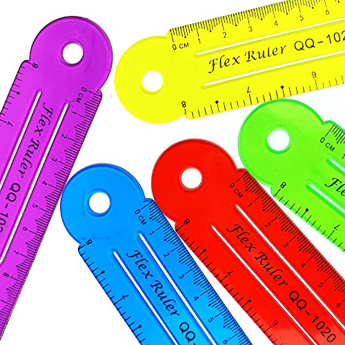 Regla flexible,20 Cm / 8 Pulgadas Multifuncional Transparentes Regla De Plástico Flexible para Oficina Escuela Papelería Estudiantes Niños(5 Piezas)