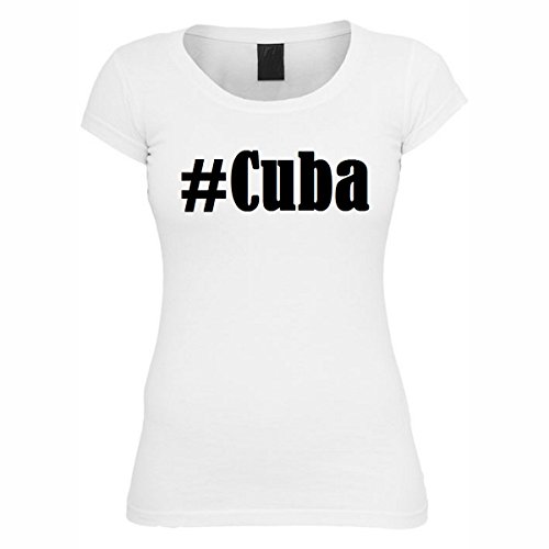 Reifen-Markt Camiseta #Cuba Hashtag para Mujer y Hombre en Blanco y Negro