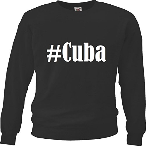 Reifen-Markt Sudadera Hashtag #Cuba para mujer, hombre y niños en los colores negro, blanco y azul con estampado Negro Hombre Small