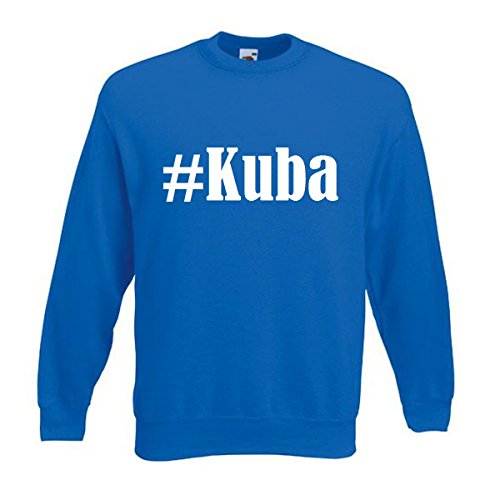 Reifen-Markt Sudadera Hashtag #Cuba para mujer, hombre y niños en los colores negro, blanco y azul con impresión azul M