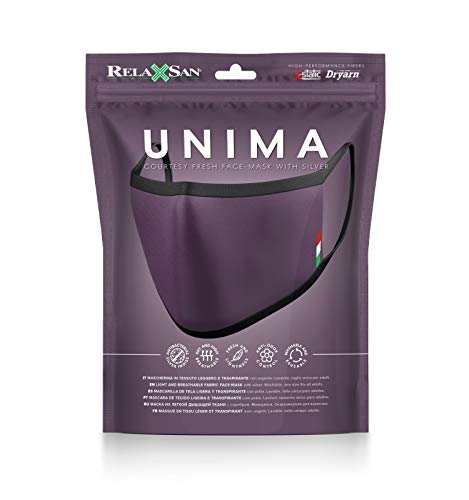 Relaxsan UNIMA [Ciruela] – Banda de cortesía Boca Nariz – ultraligera hilo Dryarn y plata X-Static lavable y reutilizable