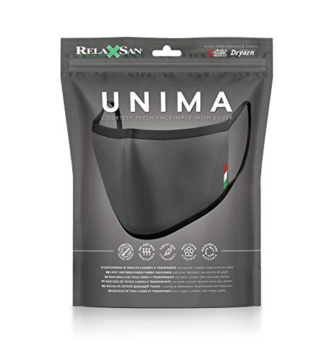 Relaxsan UNIMA [Gris] – Banda de cortesía Boca Nariz – ultraligera hilo Dryarn y plata X-Static lavable y reutilizable