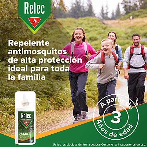 Relec Fuerte, Spray Antimosquitos, Repelente de mosquitos, Eficaz contral el mosquito tigre, Sin olor, sin perfume y sin alcohol, 75 ml