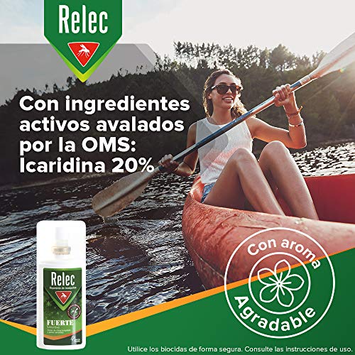 Relec Fuerte, Spray Antimosquitos, Repelente de mosquitos, Eficaz contral el mosquito tigre, Sin olor, sin perfume y sin alcohol, 75 ml