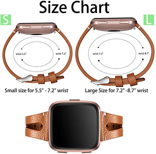 Reloj de Correa Cuero Compatible con Fitbit Versa 2 / Versa 2 SE/Versa Lite/Versa smartwatch, Hombre Repuesto La Correa (Pattern 3+Pattern 4)