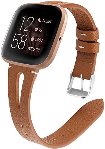 Reloj de Correa Cuero Compatible con Fitbit Versa 2 / Versa 2 SE/Versa Lite/Versa smartwatch, Hombre Repuesto La Correa (Pattern 3+Pattern 4)