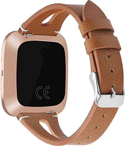 Reloj de Correa Cuero Compatible con Fitbit Versa 2 / Versa 2 SE/Versa Lite/Versa smartwatch, Hombre Repuesto La Correa (Pattern 3+Pattern 4)