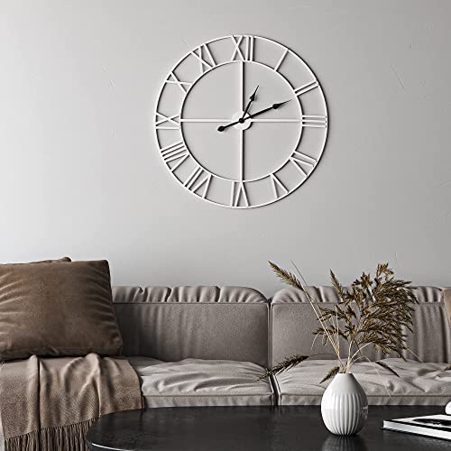 Reloj de Pared de Metal Moderno Grande, rústico, Redondo, silencioso, Funciona con Pilas, 40 cm, 47 cm, números Romanos , para Sala de Estar, Dormitorio, Cocina, decoración de Pared, Reloj de jardín