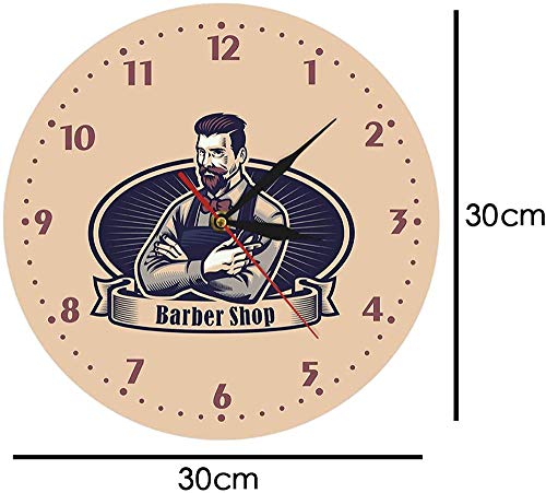 Reloj De Pared Reloj De Pared Digital Retro Hombre Cueva Barbería Letrero Publicitario Reloj De Pared Peluquero Corte De Pelo Salón Colgante Art Deco Reloj De Pared Estilista Regalos Adecuado Para Sal
