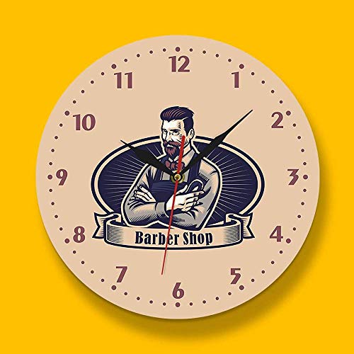 Reloj De Pared Reloj De Pared Digital Retro Hombre Cueva Barbería Letrero Publicitario Reloj De Pared Peluquero Corte De Pelo Salón Colgante Art Deco Reloj De Pared Estilista Regalos Adecuado Para Sal