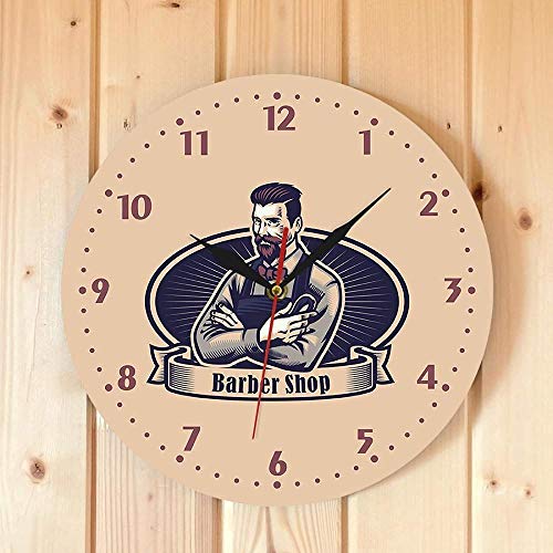 Reloj De Pared Reloj De Pared Digital Retro Hombre Cueva Barbería Letrero Publicitario Reloj De Pared Peluquero Corte De Pelo Salón Colgante Art Deco Reloj De Pared Estilista Regalos Adecuado Para Sal