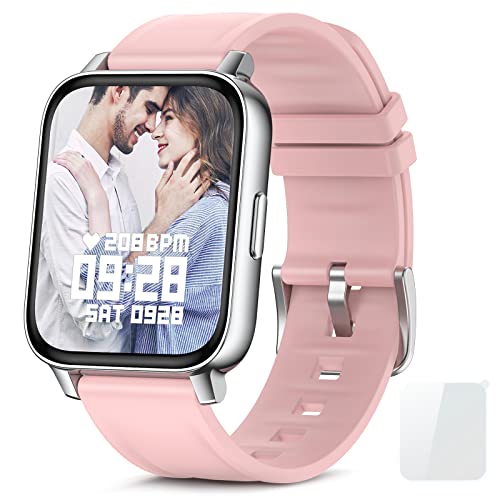 Reloj Inteligente Mujer 1.69''Smartwatch con Pulsómetro Podómetro Smartwatch Mujer Monitor de Sueño Impermeable Pulsera Actividad Inteligente para Android iOS (Rosado)